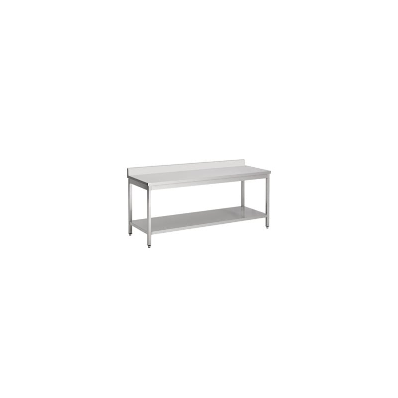 Stainless Steel Table with Backsplash and Shelf - L 1800 x D 600 mm