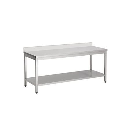 Stainless Steel Table with Backsplash and Shelf - L 1800 x D 600 mm