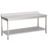 Stainless Steel Table with Backsplash and Shelf - L 1800 x D 600 mm