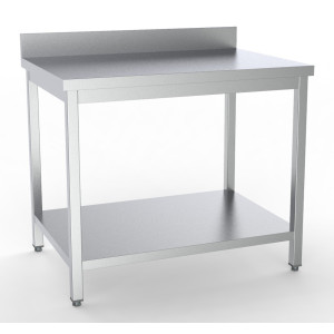 RVS Tafel met Achterwand en Plank - L 2000 x D 600 mm - CombiSteel