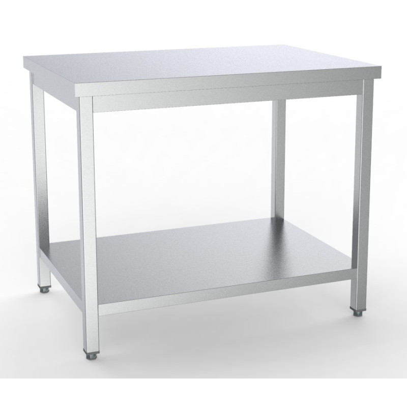 Roestvrijstalen tafel met plank - L 2000 x D 600 mm