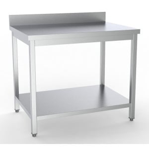 Stainless Steel Table with Backsplash and Shelf - L 1600 x D 700 mm