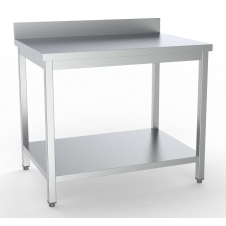 Stainless Steel Table with Backsplash and Shelf - L 1400 x D 600 mm