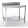 Inox Tafel met Achterwand en Plank - L 900 x D 600 mm