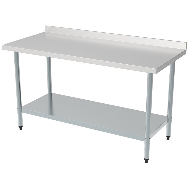 Tafel Inox met Achterwand en Plank - L 1000 x D 700 mm - CombiSteel