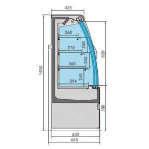 Koelvitrine Muur Gebogen met Schuifdeuren Noah - 1,31 m² - CombiSteel