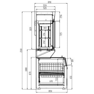 Wandvitrine en Supermarkt Buffet - 948 L CombiSteel | Energiezuinige Koeling