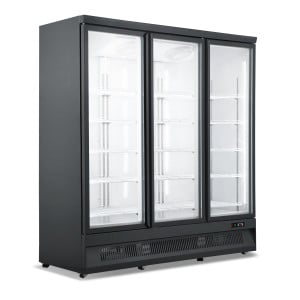 Schwarze negative Kühlvitrine - 1450 L - 3 Glastüren CombiSteel