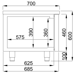 Positieve gekoelde tafel GN 1/1 360 L - 4 lades - Roestvrij staal