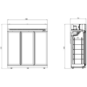 Zwarte Negatieve Koelvitrine - 3 Glazen Deuren - 1480 L - CombiSteel