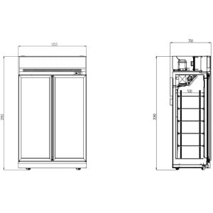 Negative Kühlvitrine - 2 Glastüren - 960 L - CombiSteel - Ideal für Frische und Kundenattraktivität