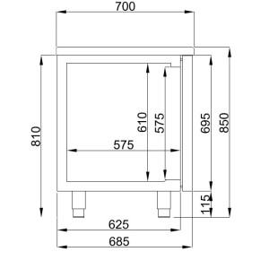 Positive Kühltisch mit 2 Türen und 4 Schubladen - 632 L - CombiSteel