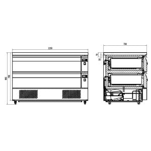 Soubassement Réfrigéré Positif/Négatif - 6 GN 1/1 - 265L - CombiSteel