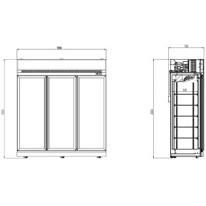 Koelvitrine met 3 glazen deuren 1530 L - CombiSteel