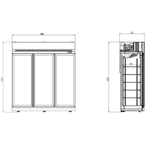 Vitrine Réfrigérée Positive 3 Portes Vitrées 1530 L - CombiSteel