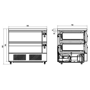 Positieve/Negatieve Geventileerde Koelonderbouw - 179 L - 4 GN 1/1 in Roestvrij Staal