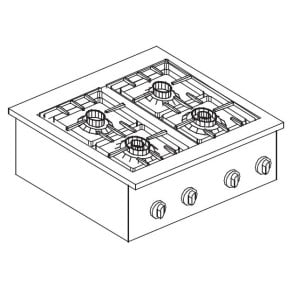 Drop-In CombiSteel Gas Cooktop - 4 Professional Burners