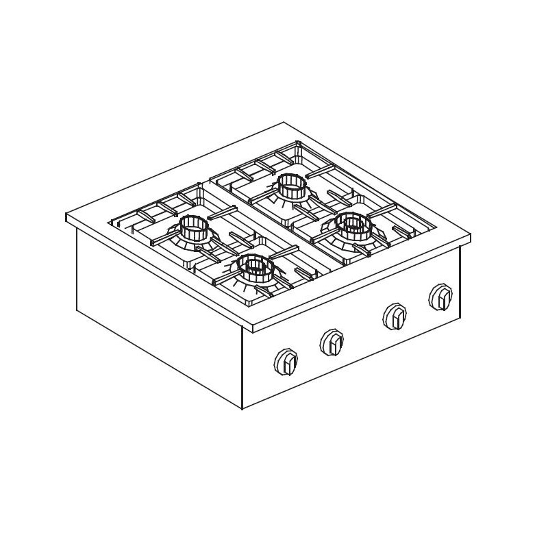 Gaskochfeld Drop-In 4 Brenner - Professionelle Leistung CombiSteel