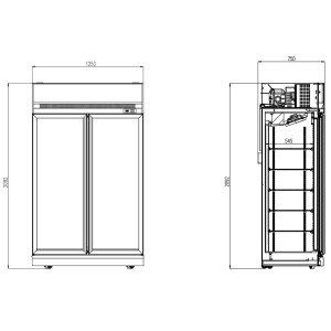 Positieve Koelvitrine met 2 Glazen Deuren - 1000 L - CombiSteel