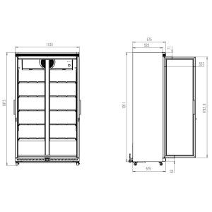 Koelkast met positieve temperatuur - 2 glazen deuren - 785 L CombiSteel - Praktische opslag