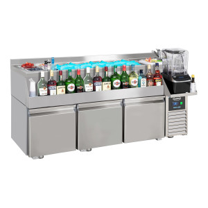 Koelwerkbank 3 Deuren met Cocktailbar - Combisteel