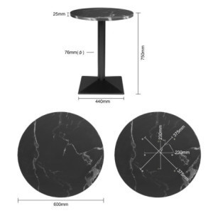 Ronde Tafel Effect Zwarte Steen - ⌀ 60 cm - Bolero