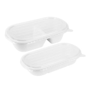 Barquette Ovale en Bagasse - 850 ml - Lot de 100 - Fiesta