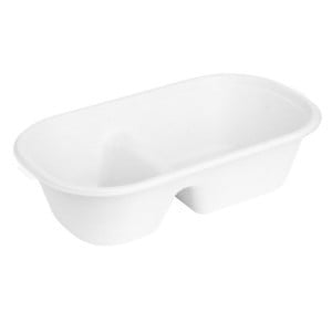 Ovale Schaal 2 Compartimenten in Bagasse - 900 ml - Set van 100 - Fiesta