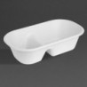 Ovale Schaal 2 Compartimenten in Bagasse - 900 ml - Set van 100 - Fiesta