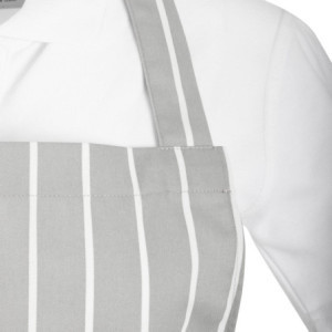 Gestreept Grijs en Wit Bavette Schort - Whites Chefs Kleding