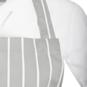 Gestreifte graue und weiße Latzschürze - Whites Chefs Clothing