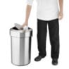 Brushed Steel Trash Can with Swing Lid - 70 L - Bolero