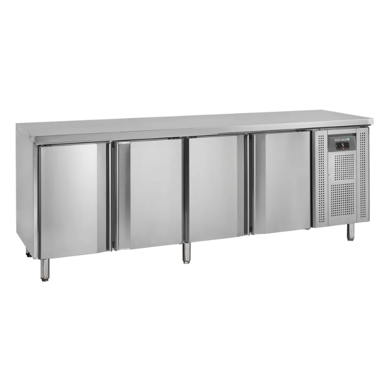 Stainless Steel Refrigerated Table - 4 Doors - GN 1/1 - TEFCOLD