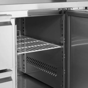 Table Réfrigérée en Inox avec Dosseret - 2 Portes - GN 1/1 - TEFCOLD