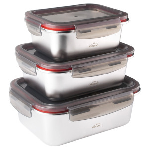 Edelstahlbox mit PP-Deckel Ecoinox 800 ml - Set von 3