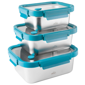 Boîte Inox avec Couvercle Verre Etern - Lot de 3