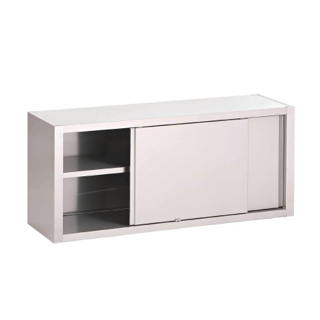 Edelstahl-Wandschrank mit Schiebetüren - L 1400 x T 400 mm - Gastro M