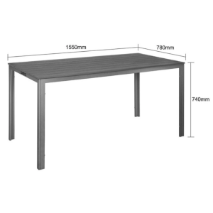 Valletta Slatted Table in Gray - 1560 mm