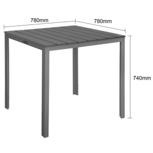Square Slatted Table Valletta in Gray - 780 mm
