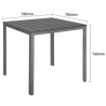 Square Slatted Table Valletta in Gray - 780 mm