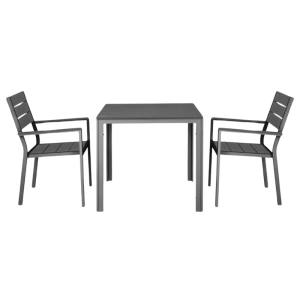 Fauteuils à Lattes Valletta en Gris - Lot de 4