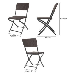 Klappstühle aus braunem PE-Rattan - 2er-Set