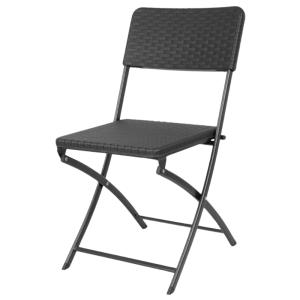 Klappstühle aus schwarzem PE-Rattan - 2er-Set