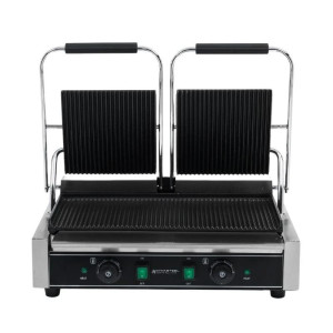 Dubbele contactgrill met geribbelde platen