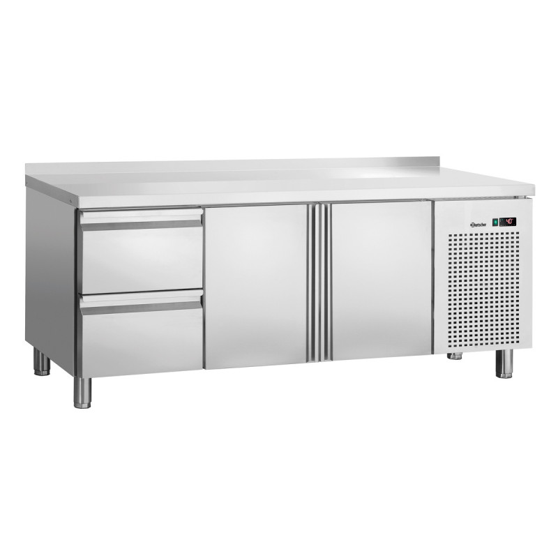 Positive Refrigerated Table 2 Doors and 2 Drawers GN 1/1 with Backsplash Positive Refrigerated Table 2 Doors and 2 Drawers GN 1/1 with Backsplash