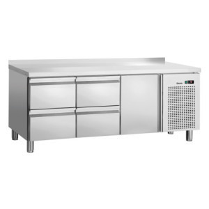 Positieve Koelwerkbank 1 Deur en 4 Laden GN 1/1 met Opstaande Rand