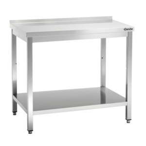Table de Travail Inox avec Etagère Basse et Dosseret - P 700 mm - L 1200 mm - Bartscher