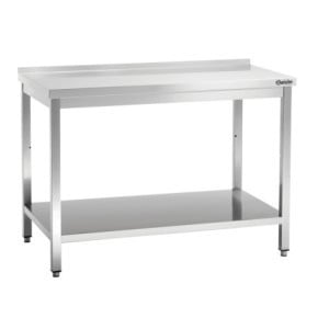 Roestvrijstalen Werktafel met Onderste Plank en Achterwand - D 700 mm - L 1400 mm - Bartscher