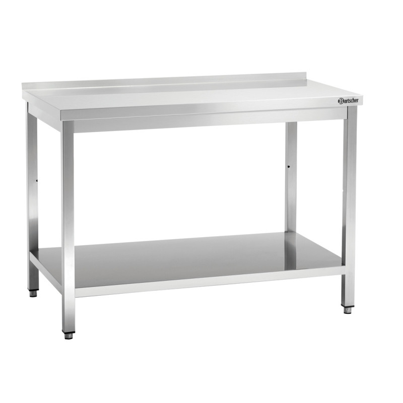 Edelstahl-Arbeitstisch mit unterem Regal und Aufkantung - T 700 mm - L 1400 mm - Bartscher Edelstahl-Arbeitstisch mit unterem Regal und Aufkantung - T 700 mm - L 1400 mm - Bartscher