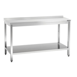 Table de Travail Inox avec Etagère Basse et Dosseret - P 700 mm - L 1600 mm - Bartscher